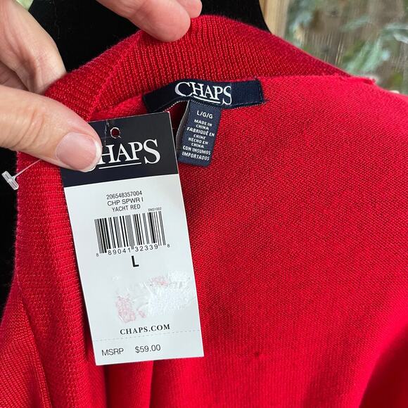 Chaps Women's Red Open Short Sleeve Cardigan Sweater Size L. NEW - Picture 6 of 8